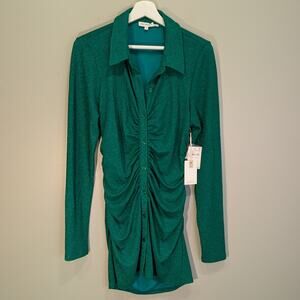 Good American Shirt Dress Green Sparkle NYE Festive Holiday Glam - Size 3(L)
